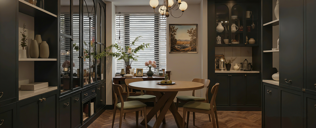 Mid-Century Wooden Round Dining Table With Interlocking Base