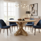 Farmhouse Round Wooden Dining Table With Cross Pedestal Base