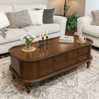 Classic Wooden Coffee Table With Turned Legs And Storage Drawers