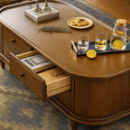 Classic Wooden Coffee Table With Turned Legs And Storage Drawers