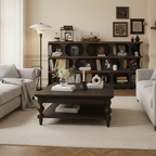 Classic Wooden Coffee Table With Turned Legs And Storage Shelf For Living Room