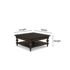 Classic Wooden Coffee Table With Turned Legs And Storage Shelf For Living Room