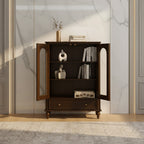 Classic Wooden Display Cabinet With Arched Glass Doors