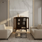 Classic Wooden Display Cabinet With Arched Glass Doors