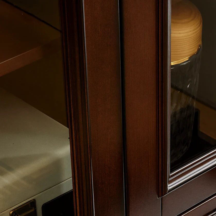 Classic Wooden Display Cabinet With Arched Glass Doors