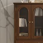 Classic Wooden Display Cabinet With Arched Glass Doors