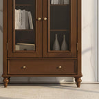 Classic Wooden Display Cabinet With Arched Glass Doors