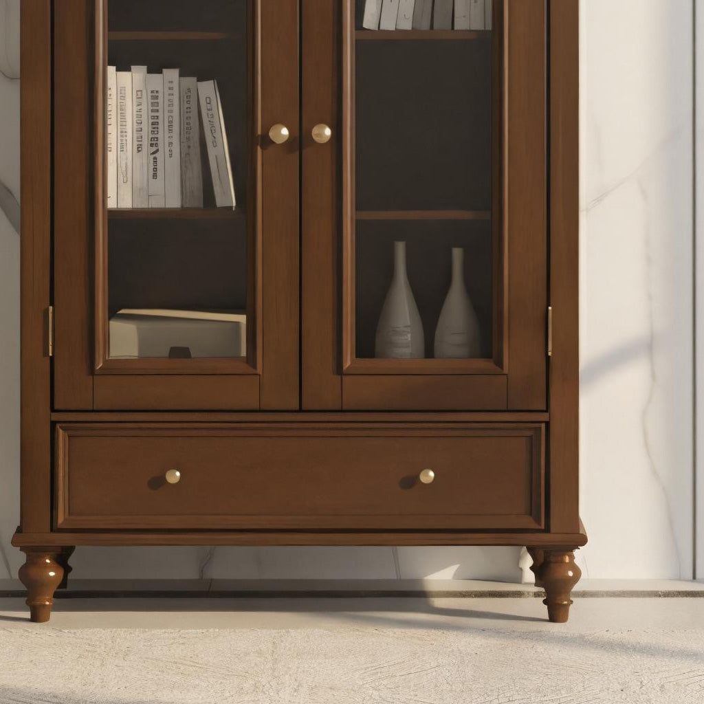 Classic Wooden Display Cabinet With Arched Glass Doors