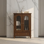 Classic Wooden Display Cabinet With Arched Glass Doors