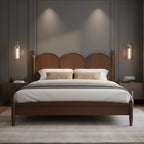 Contemporary Wooden Bed Frame With Triple-Arch Headboard
