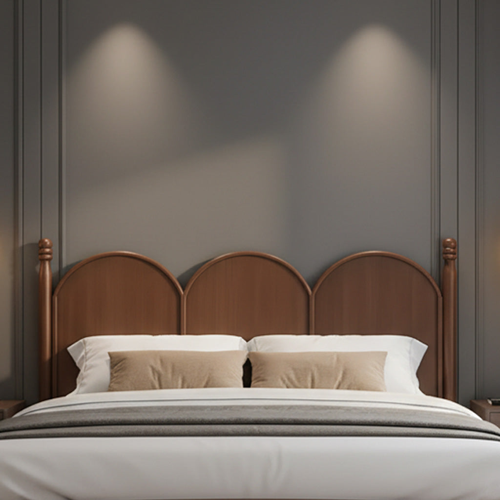 Contemporary Wooden Bed Frame With Triple-Arch Headboard