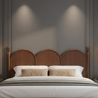 Contemporary Wooden Bed Frame With Triple-Arch Headboard