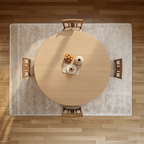 Farmhouse Round Wooden Dining Table With Cross Pedestal Base