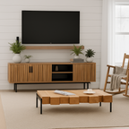 Farmhouse Solid Wood Block Coffee Table With Rustic Beam Design