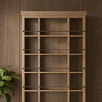 Farmhouse Solid Wood Bookshelf With Grid Shelves