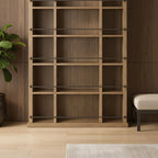 Farmhouse Solid Wood Bookshelf With Grid Shelves