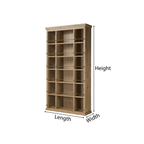Farmhouse Solid Wood Bookshelf With Grid Shelves