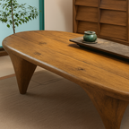 Farmhouse Solid Wood Coffee Table With Sculpted Base