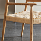 Scandinavian Wooden Dining Chair With Handwoven Seat