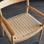 Scandinavian Wooden Dining Chair With Handwoven Seat