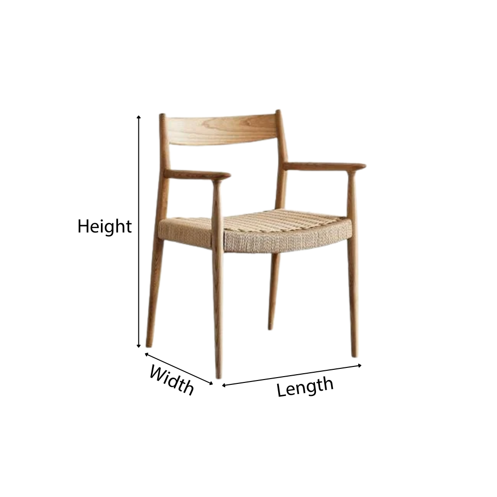 Scandinavian Wooden Dining Chair With Handwoven Seat
