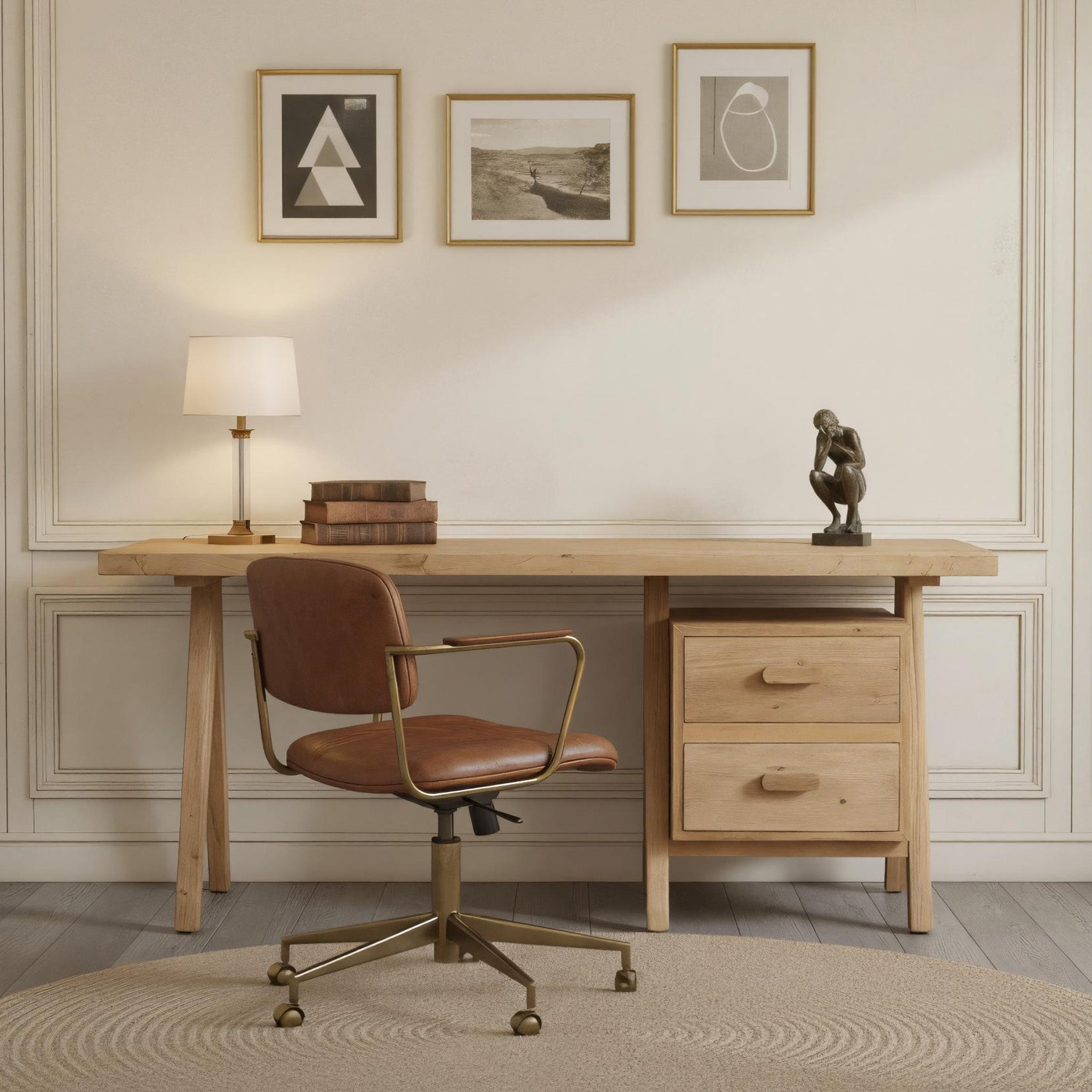 Farmhouse Solid Wood Office Desk For Home Office