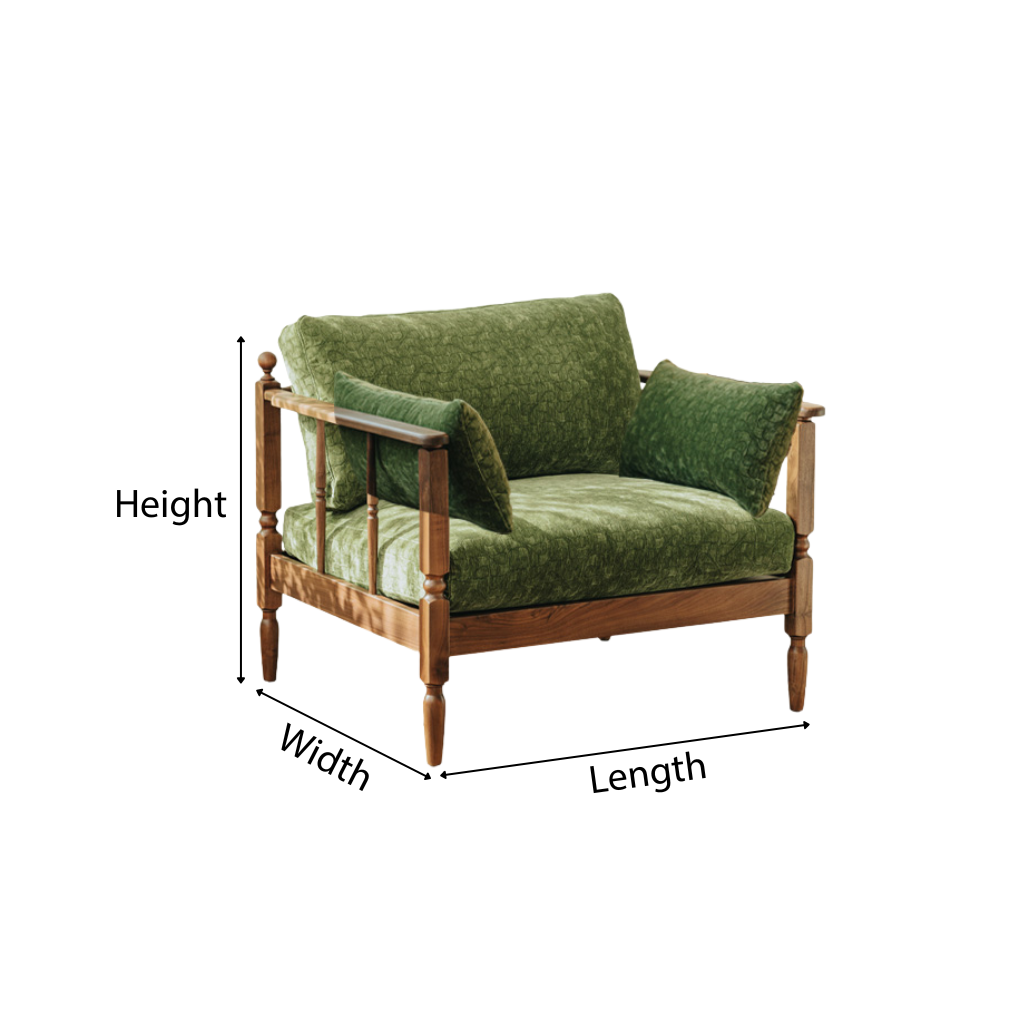 Farmhouse Wooden Accent Chair With Upholstered Seat For Living Room