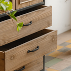 Farmhouse Wooden Arched Display Cabinet With Drawers