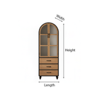 Farmhouse Wooden Arched Display Cabinet With Drawers