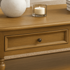 Farmhouse Wooden Coffee Table With Drawers And Lower Shelf