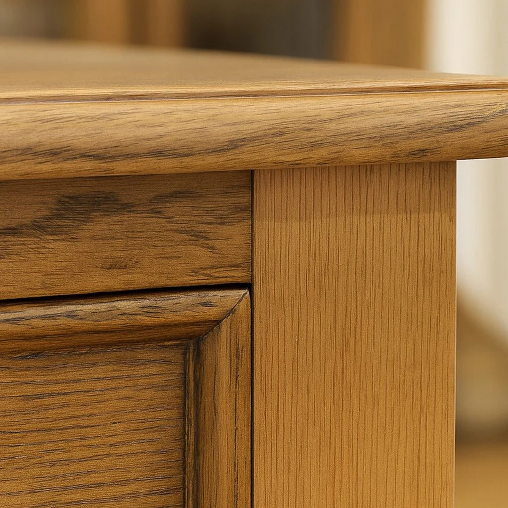 Farmhouse Wooden Coffee Table With Drawers And Lower Shelf