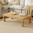 Farmhouse Wooden Coffee Table With Sculpted Ball Legs