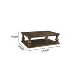 Farmhouse Wooden Coffee Table With Turned Pedestal Legs