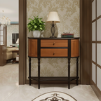 Farmhouse Wooden Console Cabinet With Fluted Sides And Drawers