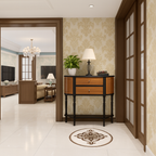 Farmhouse Wooden Console Cabinet With Fluted Sides And Drawers