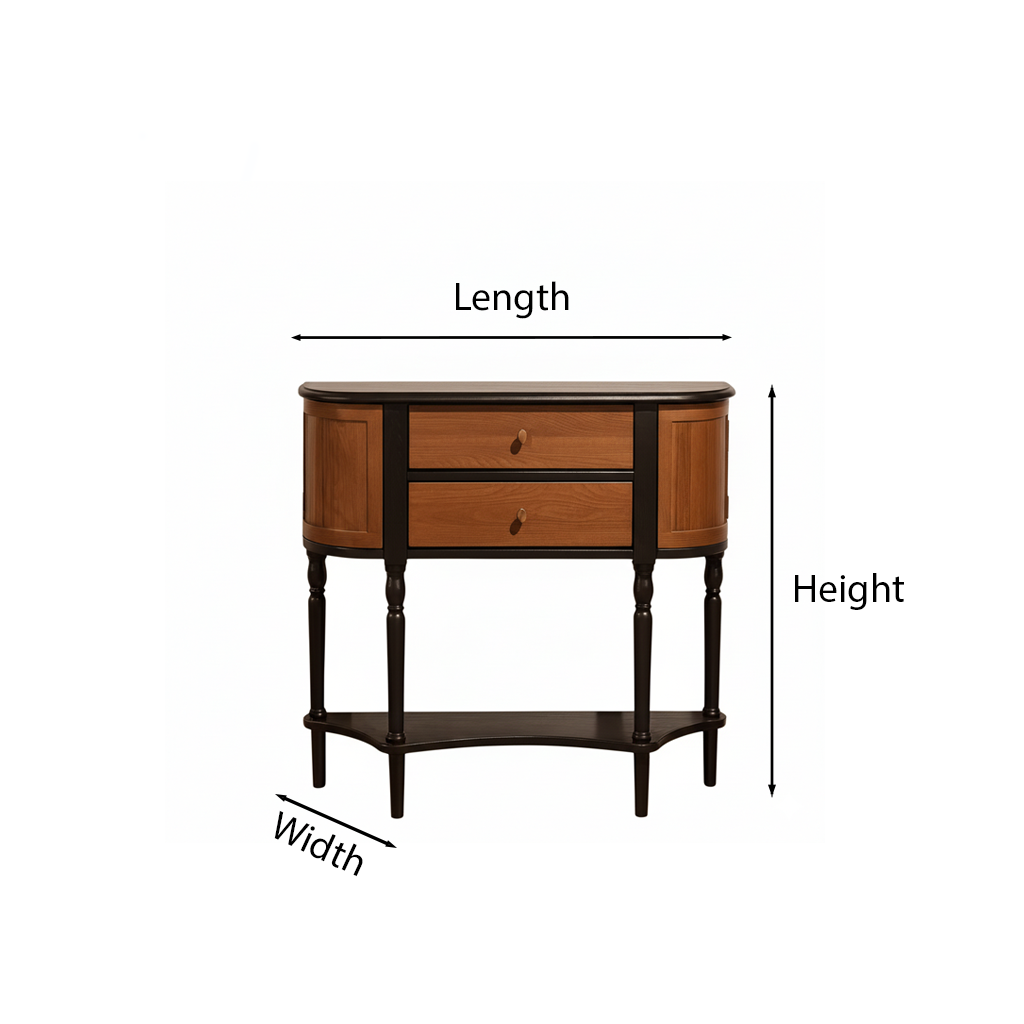 Farmhouse Wooden Console Cabinet With Fluted Sides And Drawers
