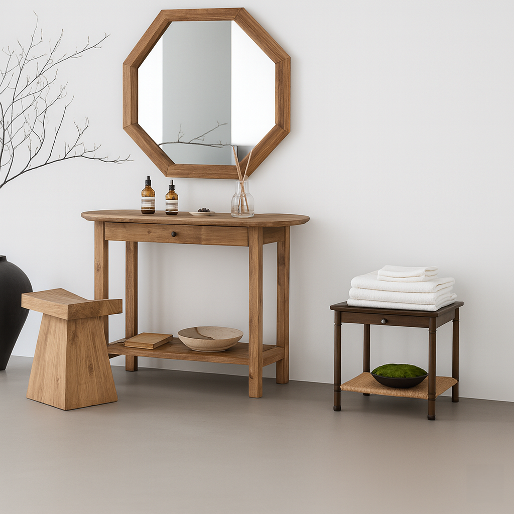 Farmhouse Wooden Console Table With Drawer And Lower Shelf