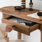 Farmhouse Wooden Console Table With Drawer And Lower Shelf