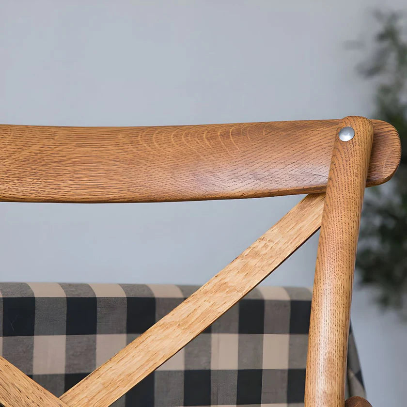 Farmhouse Wooden Dining Chair With Woven Seat