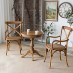 Farmhouse Wooden Dining Chair With Woven Seat