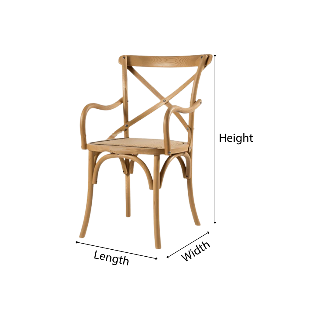 Farmhouse Wooden Dining Chair With Woven Seat