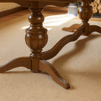 Farmhouse Wooden Dining Table With Double Pedestal Base For Dining Room