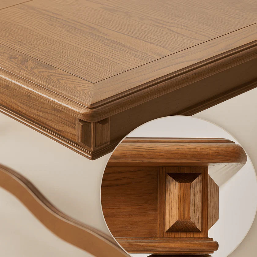 Farmhouse Wooden Dining Table With Double Pedestal Base For Dining Room