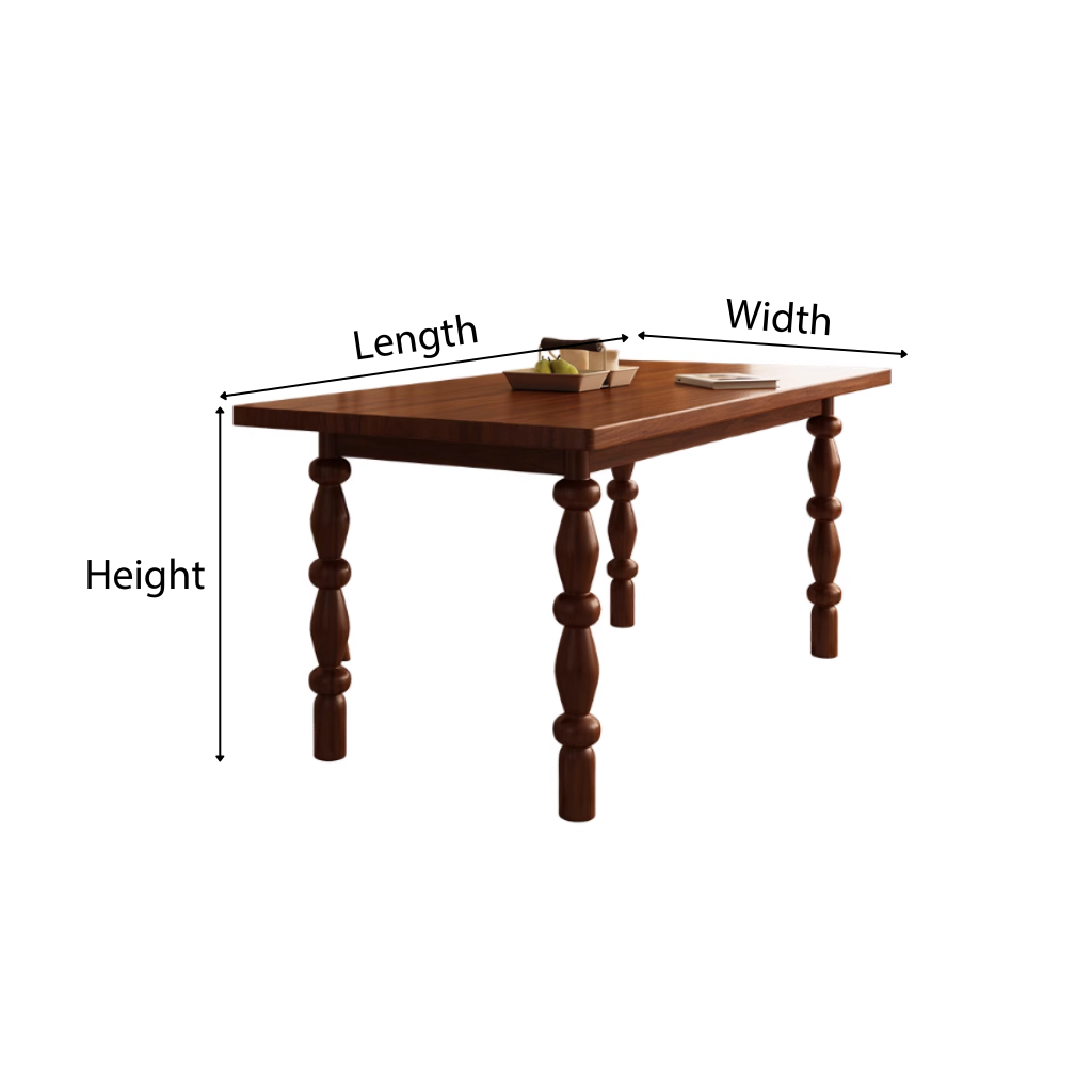 Farmhouse Wooden Dining Table With Turned Leg Base For Dining Room