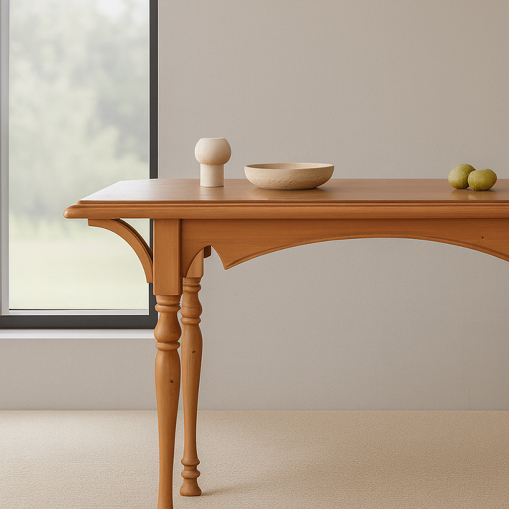 Farmhouse Wooden Dining Table With Turned Legs For Dining Room