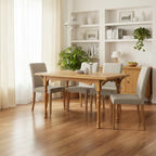 Farmhouse Wooden Dining Table With Turned Legs For Dining Room