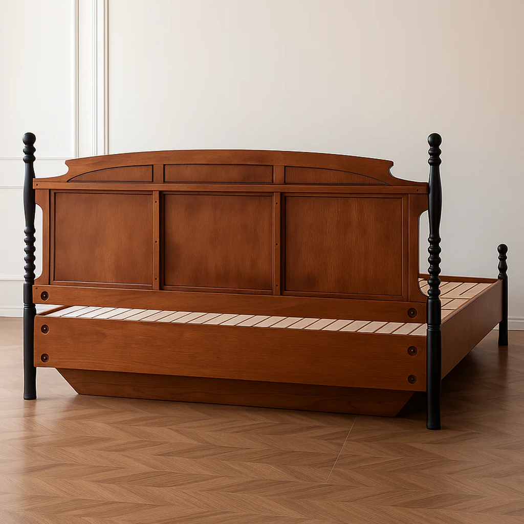 Farmhouse Wooden Lift-Up Storage Bed Frame