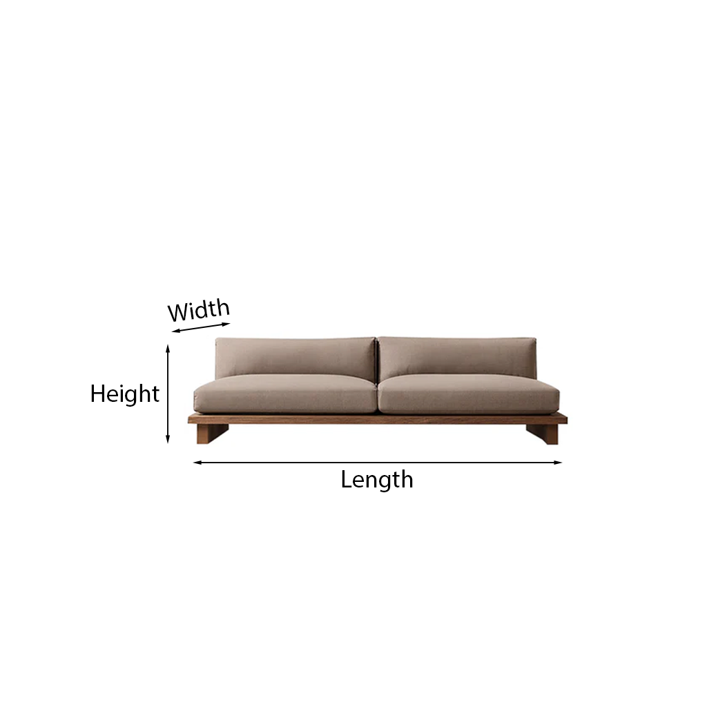 Farmhouse Wooden Low Profile Sofa For Living Room