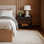 Farmhouse Wooden Nightstand With Spindle Legs