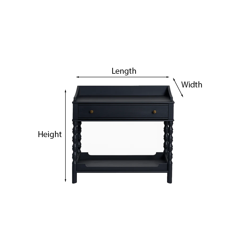 Farmhouse Wooden Nightstand With Spindle Legs